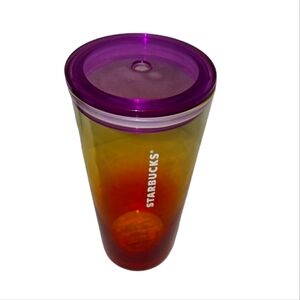Starbucks Coffee Glass Cold Cup Travel Mug Red Yellow Purple Gradient Ombre 2021